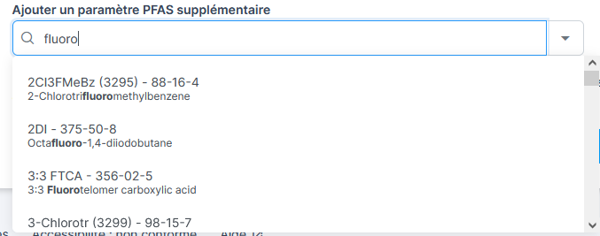 Paramètres PFAS supplémentaires